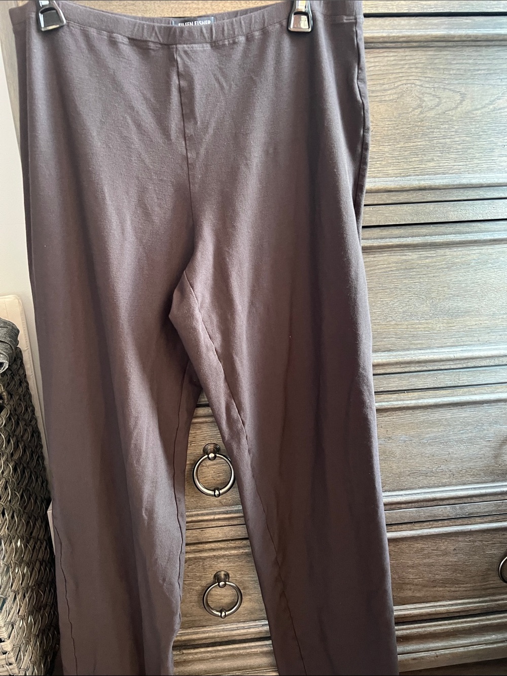 Eileen Fisher Brown Stretch Crepe Pull On Pants